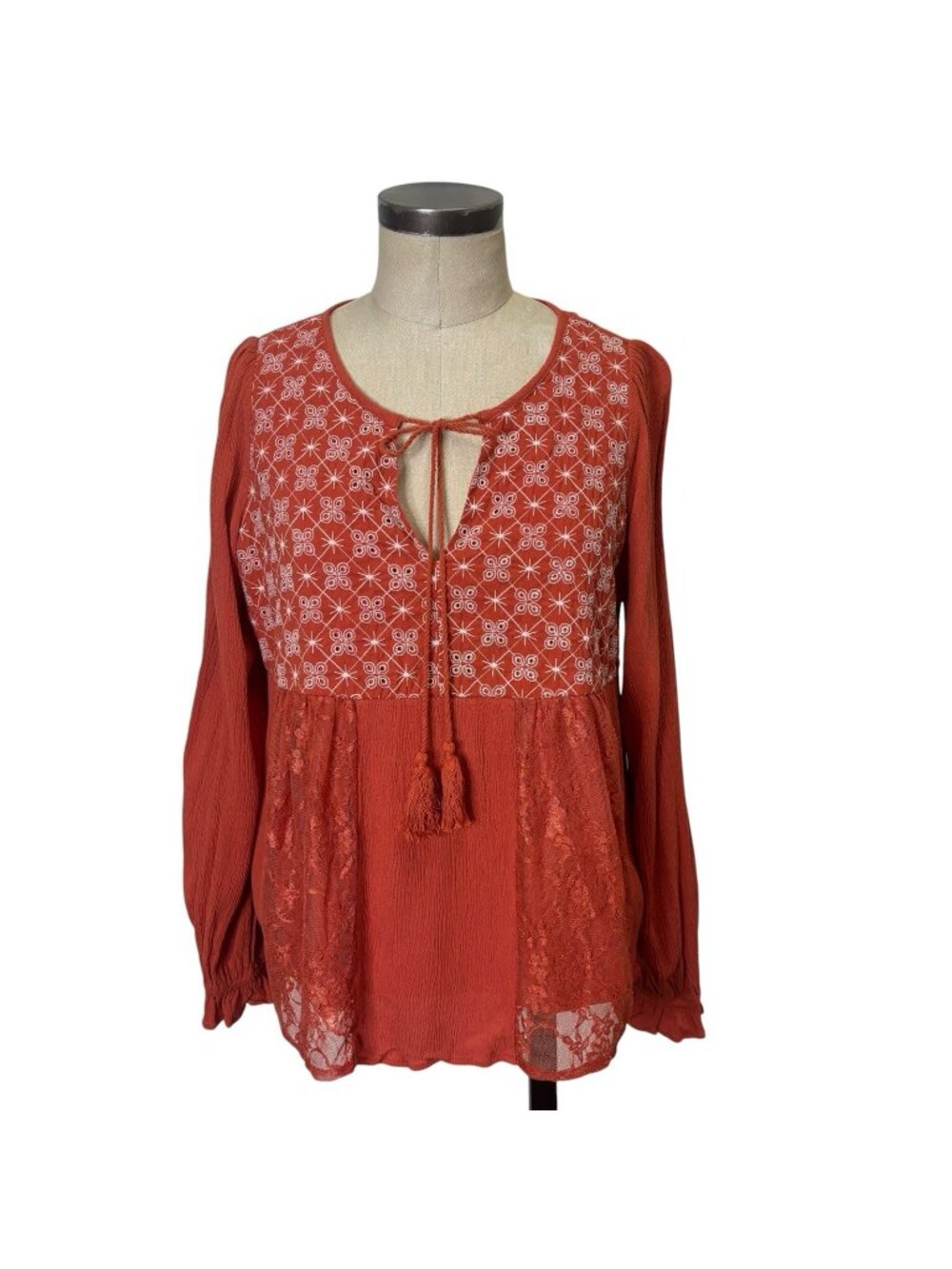 Polagram Embroidered Peasant Top